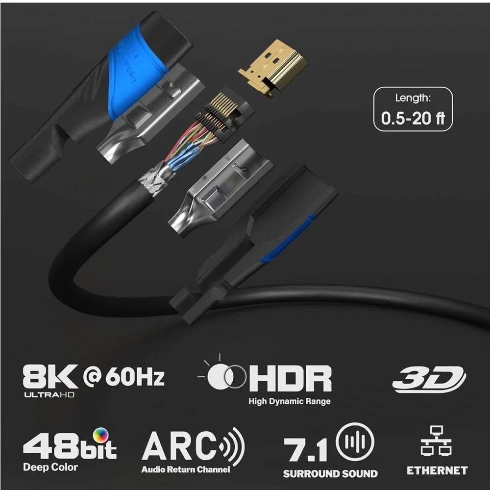 CableDirect 8K / 4K / HDMI Cable 2.1 – 6ft & Other – Designed in Germany